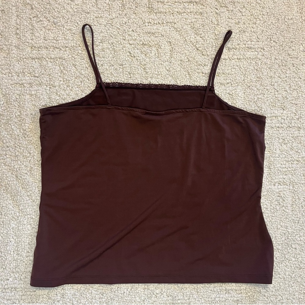 Fashion Bug Y2K lace trim tank size 18/20W chocolate brown layering piece - Picture 5 of 6